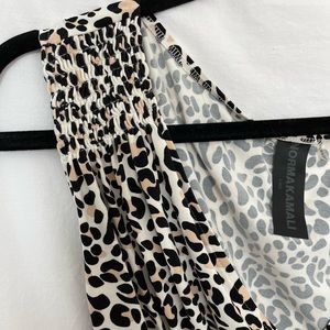 Norma Kamali Size L Tara Baby Leopard Print Midi Dress